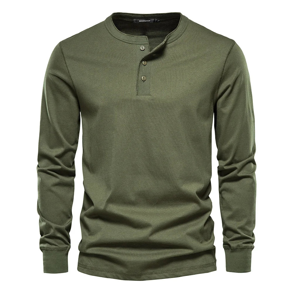 Henley Shirt - Soft Blend Button Placket & Breathable Fit