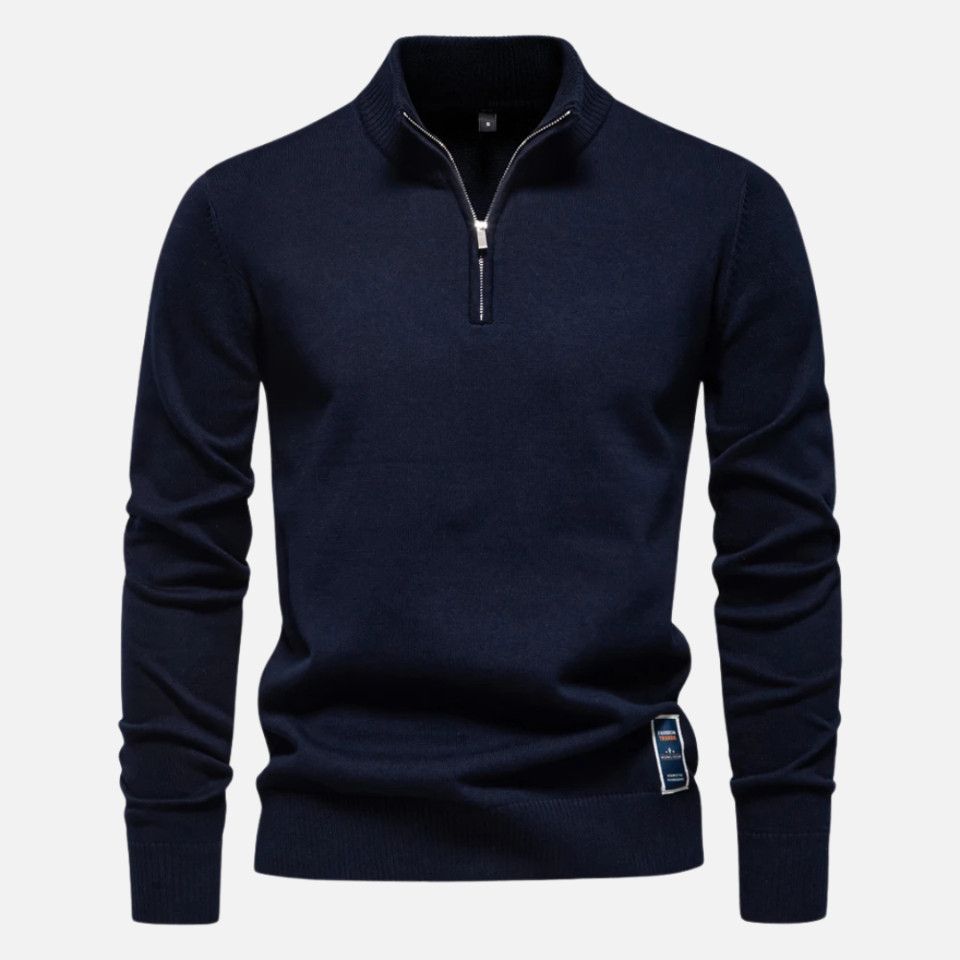 Knit Sweater - Quarter Zip Neck & Smooth Layering Fit