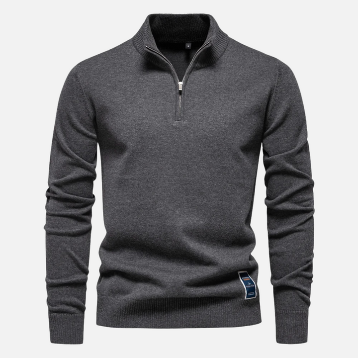 Knit Sweater - Quarter Zip Neck & Smooth Layering Fit