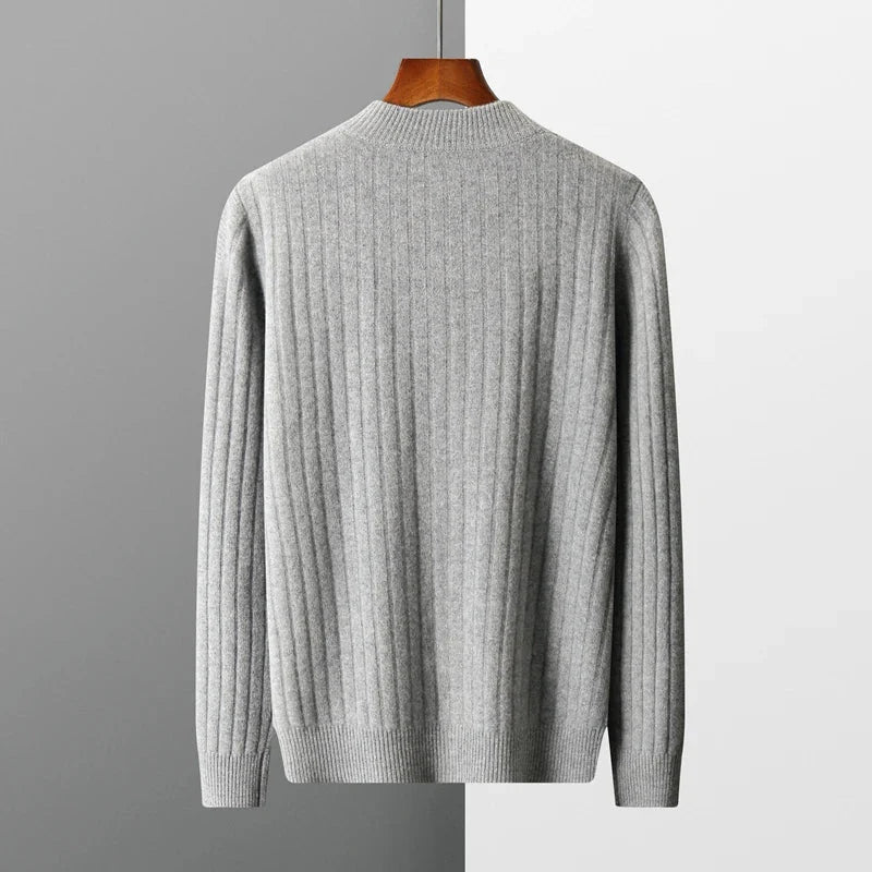Long Sleeve Sweater - Knit Blend Ribbed Hem & Easy Movement