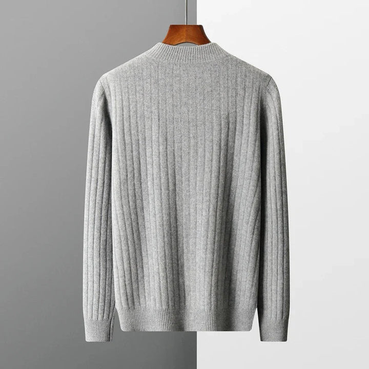 Long Sleeve Sweater - Knit Blend Ribbed Hem & Easy Movement