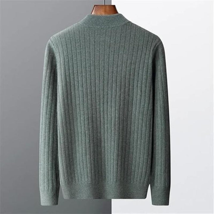 Long Sleeve Sweater - Knit Blend Ribbed Hem & Easy Movement