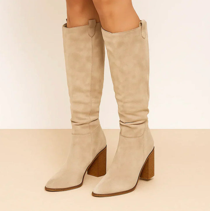 SUEVIRA™ | SUEDE BLOCK HEEL BOOTS