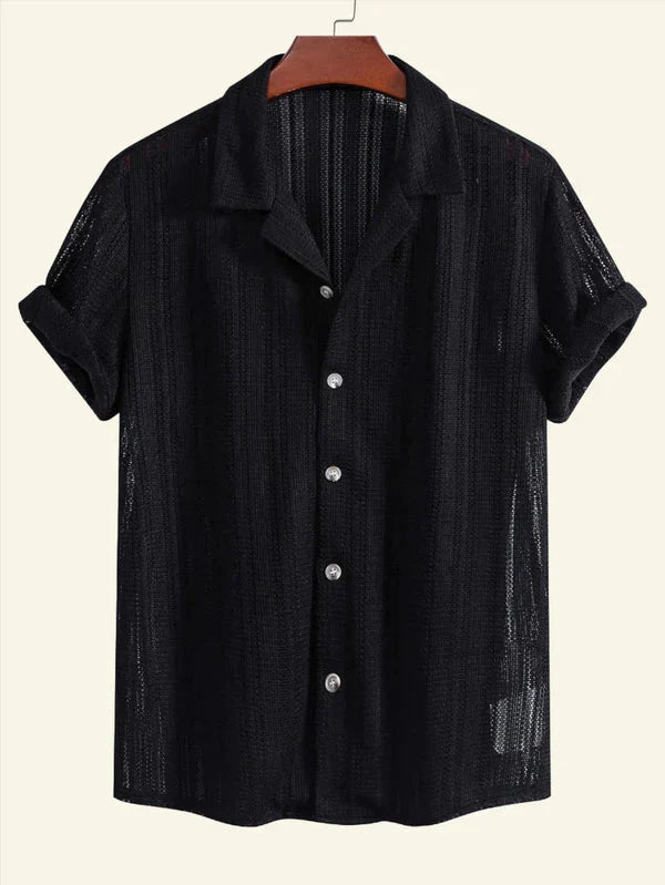Shirt - Notched Collar & Lightweight Polyester Blend