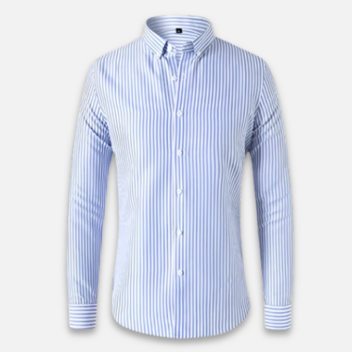 Soft Blend Overshirt - Vertical Stripes And Light Coverage