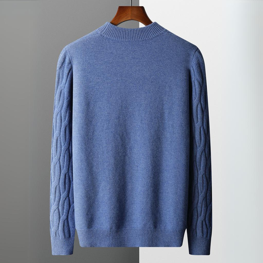 Soft-Blend Polo Sweater – Structured Collar And Ribbed Cuffs
