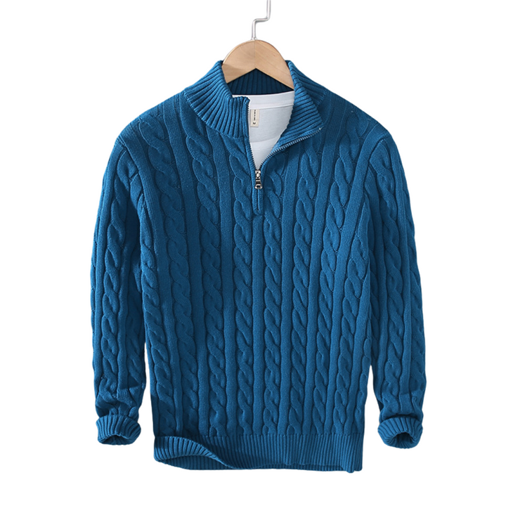 Spun Blend Sweater – High Collar And Half Zip Venting