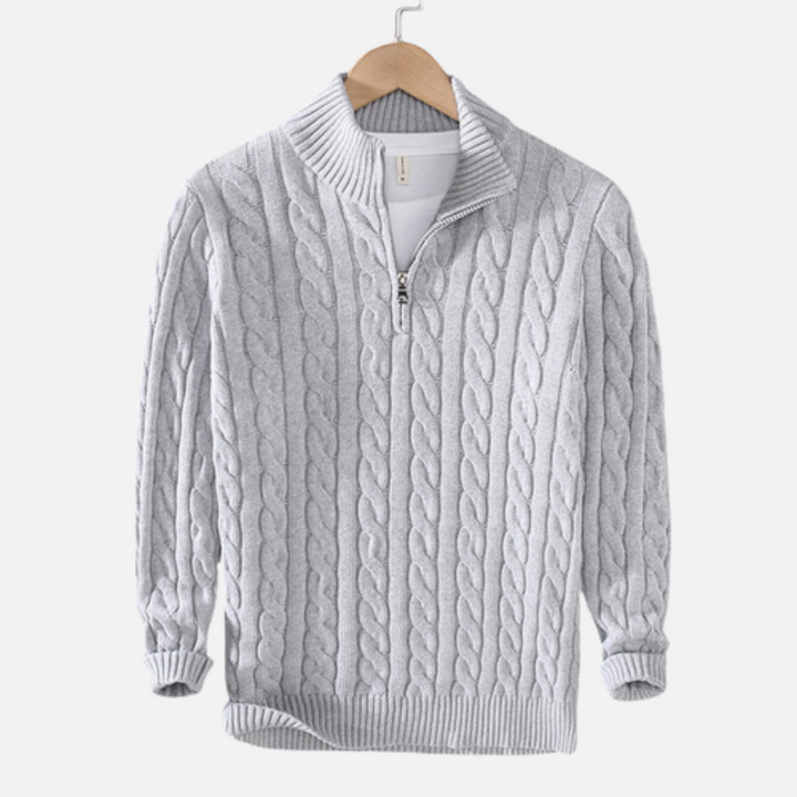 Spun Blend Sweater – High Collar And Half Zip Venting