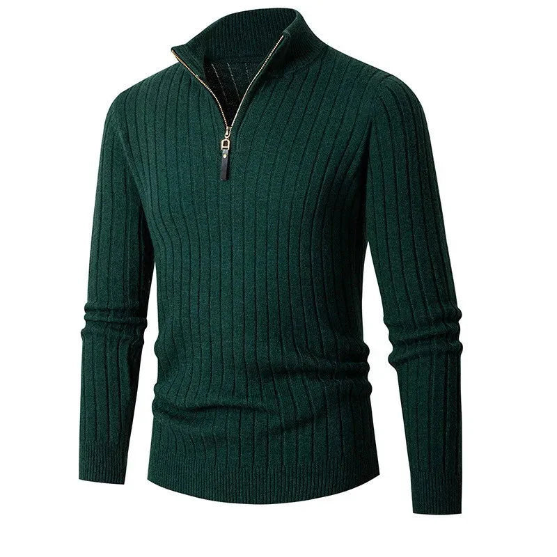 Sweater - High Collar Spun Blend & Half Zip Adjusts Fit