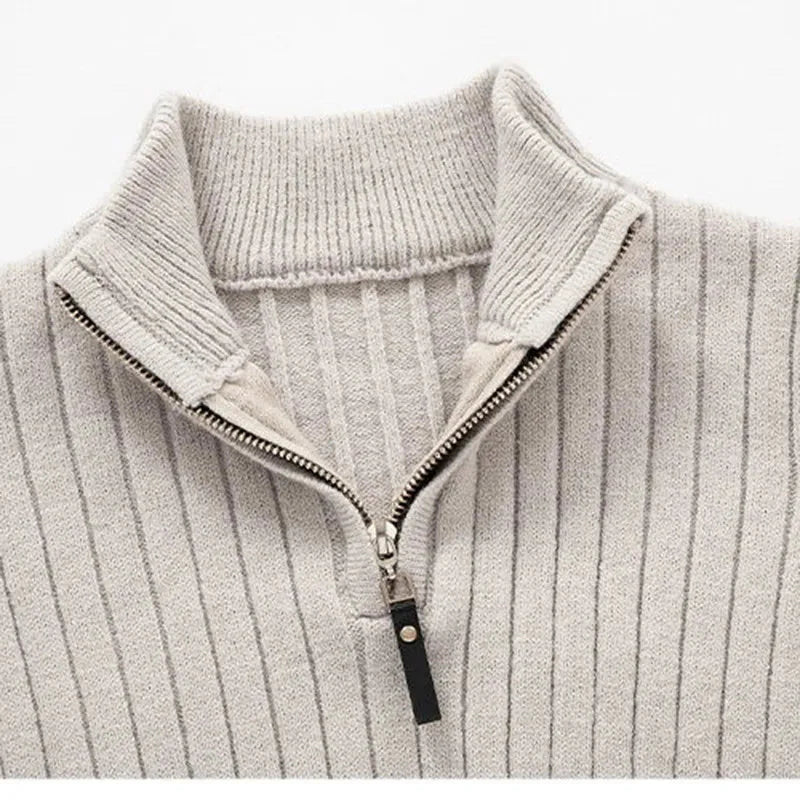 Sweater - High Collar Spun Blend & Half Zip Adjusts Fit