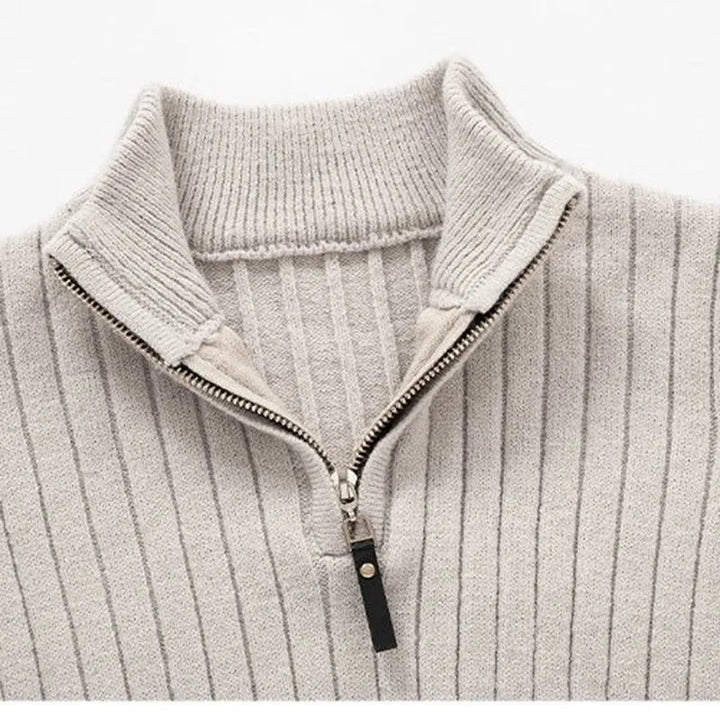 Sweater - High Collar Spun Blend & Half Zip Adjusts Fit