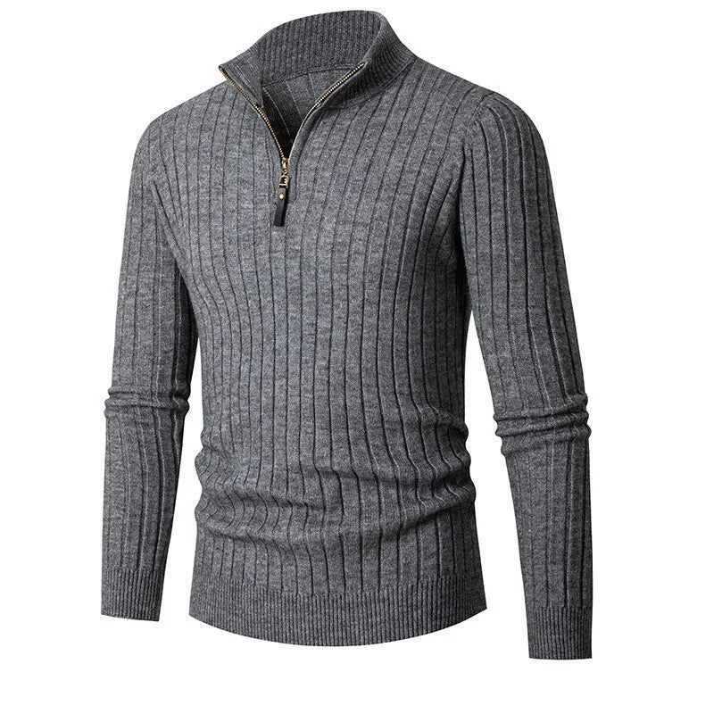 Sweater - High Collar Spun Blend & Half Zip Adjusts Fit