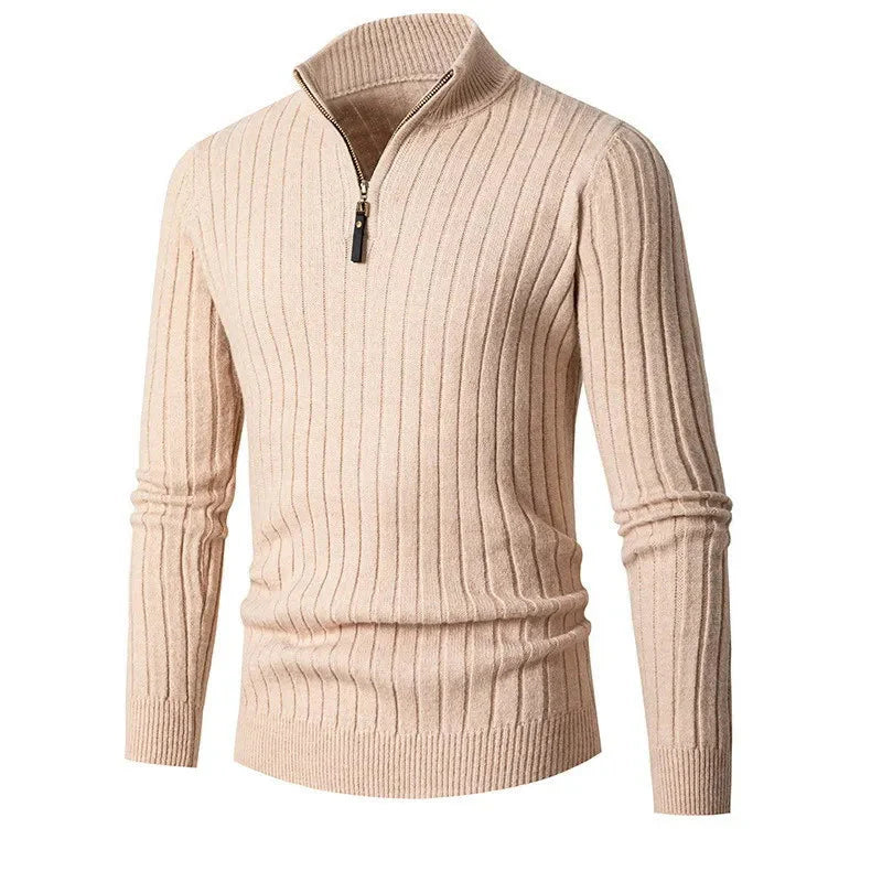 Sweater - High Collar Spun Blend & Half Zip Adjusts Fit